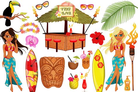 Luau Clip Art Graphics Set By Dapper Dudell  TheHungryJPEG.com