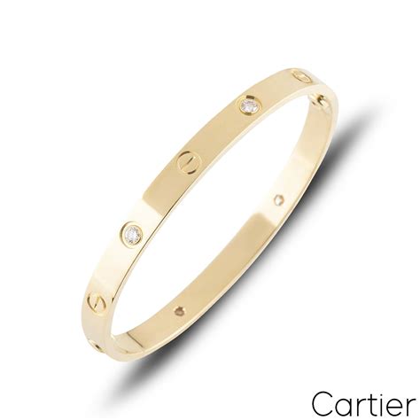 Cartier Yellow Gold Half Diamond Love Bracelet Size B Rich