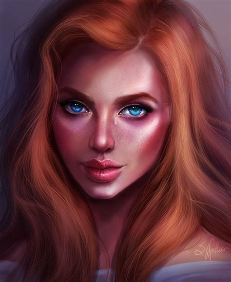 redhead portrait by sandrawinther on deviantart digital portrait art portrait art beautiful