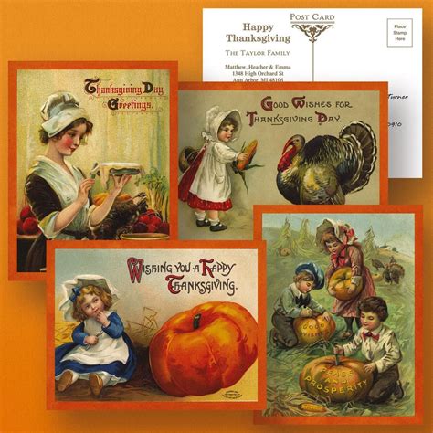 Victorian Thanksgiving Postcards Colorful Images