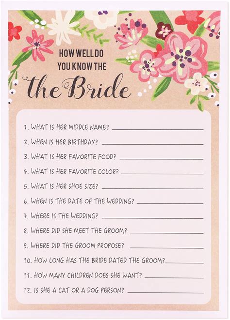 Best Paper Greetings Floral Bridal Wedding Shower Games For