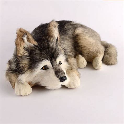 Dorimytrader Lifelike Animal Husky Plush Toy Stuffed Soft Simulation