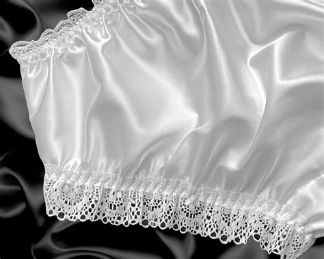 White Satin Frilly Lace Trim Sissy Panties Knicker Underwear Briefs Size Ebay