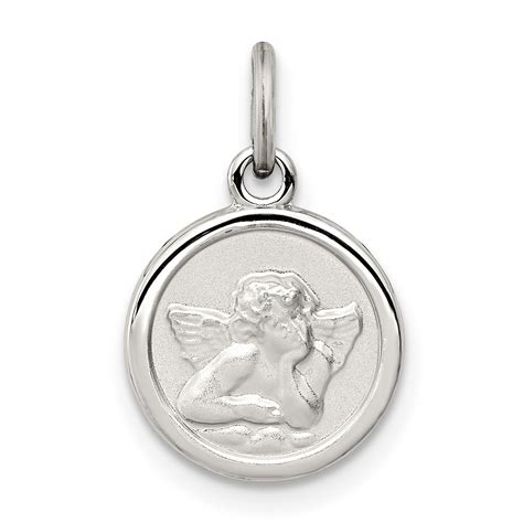Sterling Silver Angel Medal Charm Pendant 16 Mm X 12 Mm 099gr Ebay