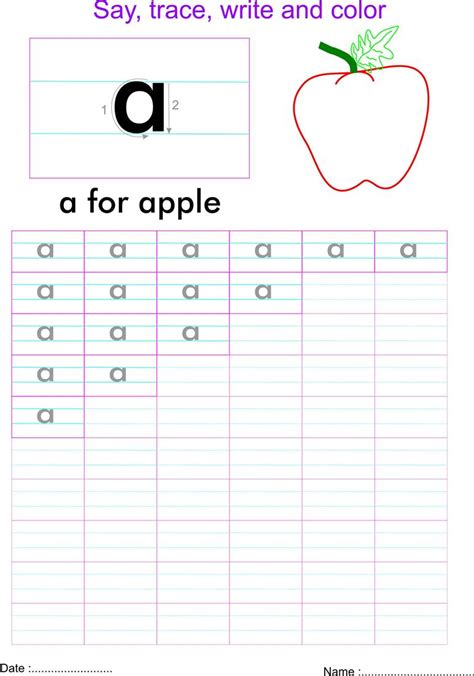 English Small Letter A Worksheet