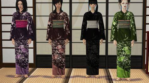 Mod The Sims Kimonos Fan Pattern Kimono Recolor
