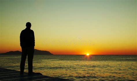 Man Looking On Sunset Stock Photo Image Of Holidays Motivation 1845790