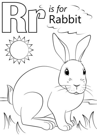 Need a fun farm themed activity for your little ones coloring pages are an easy way to add fun to downtime with your kids. Letter R is for Rabbit coloring page | Free Printable ...