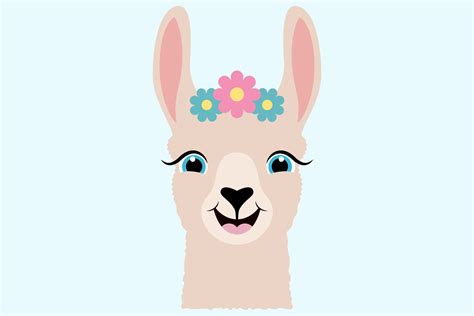Cute Llama SVG Cut Files, Happy Farm Animal, Llama Face
