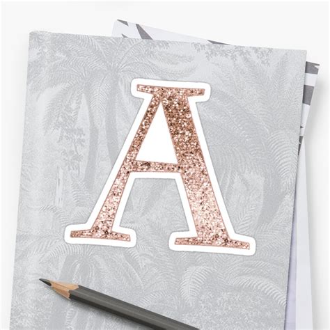 A Rose Gold Glitter Monogram Letter Stickers By Roseaesthetic Redbubble