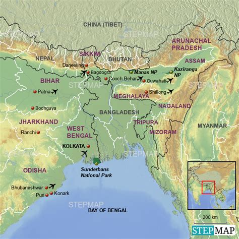 Stepmap Eastern India Landkarte Für India