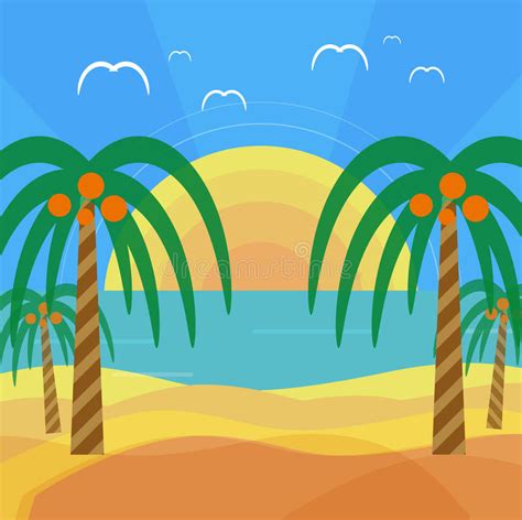 Tropical Beach With Palm Trees Stock Vector Illustration Of Relaxation Lagoon 41200176