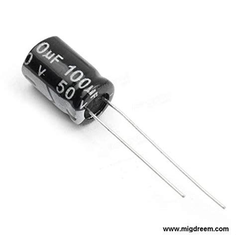 Migdreem 100 Micro Farad Uf50v Radial Electrolytic Capacitor Pack Of