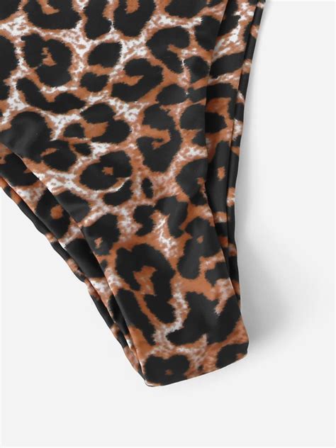 leopard bandeau high waisted bikini swimsuit shein usa
