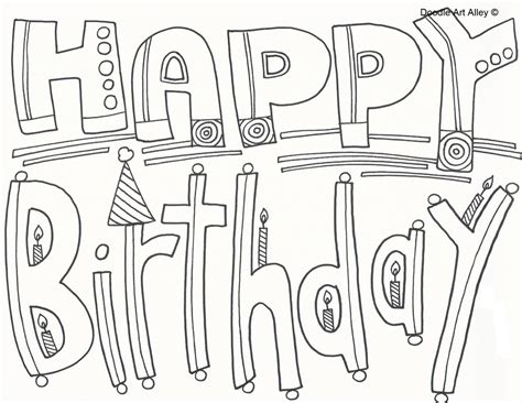Birthday Coloring Pages Doodle Art Alley