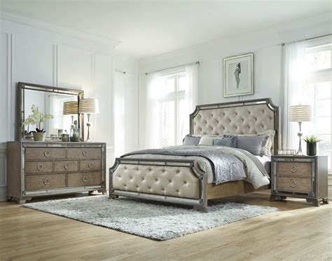 Pulaski edwardian king bed set bedroom collections furniture. Karissa Light Wood Upholstered Panel Bedroom Set from ...