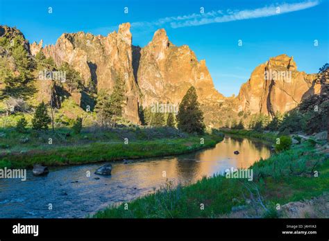 Sunrise View Of Smith Rock State Park And The Crooked River In Oregon