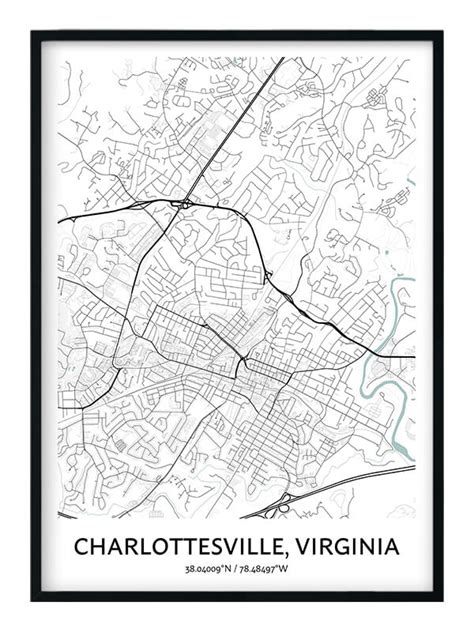 Charlottesville Map Poster Your City Map Art Positive Prints