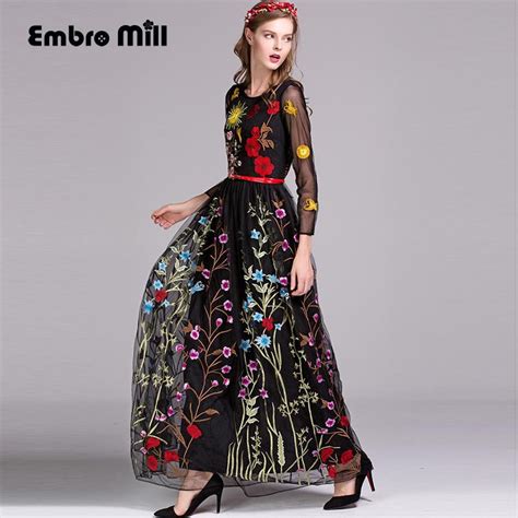 Buy High Quality Maxi Dresses With Flowers 2017 European Fashion Runway