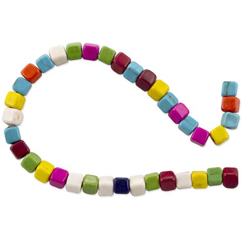 Valued Mixed Dyed Magnesite Cube Beads Mm Strand