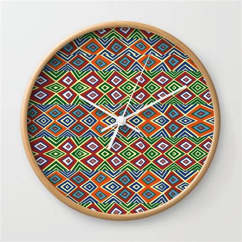 African Pattern Wall Clock By Dimitratsiouma Society6