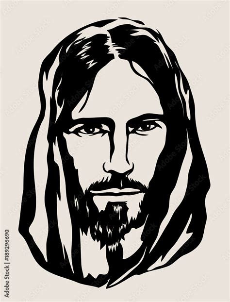 Jesus Face Silhouette Art Vector Design Vector De Stock Adobe Stock