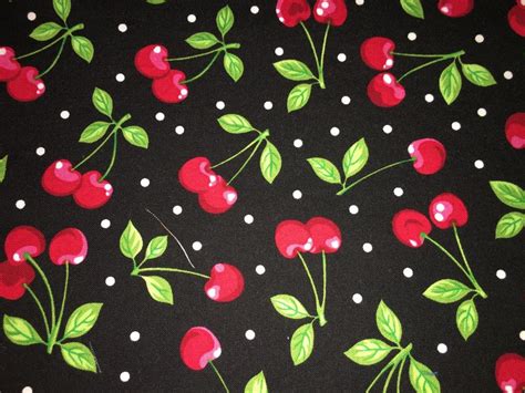 Cherries Cherry Print Cotton Fabric 100 Cotton Fabric By Etsy