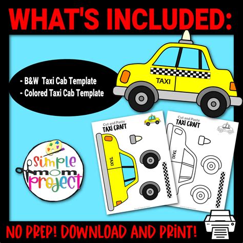 Taxi Cab Cut And Paste Craft Simple Mom Project Store