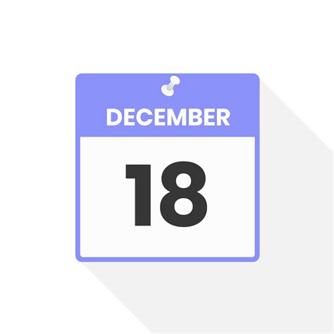 December 18 Calendar Icon Date Month Calendar Icon Vector