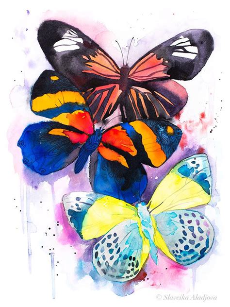 Colorful Butterfly Painting Print By Slaveika Aladjova Art Etsy