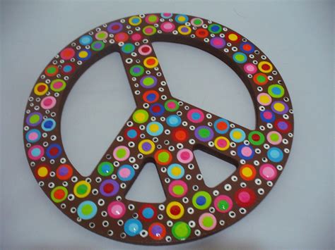 Hand Painted Wooden Polka Dotted Peace Sign