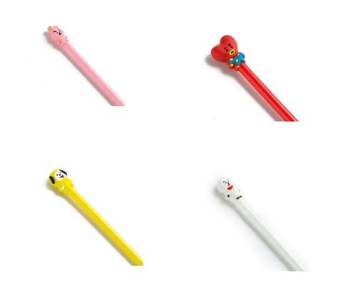 Set Of 8 Pens Cute Bts Bangtan Boys Kpop Bt21 Cartoon Needle Pen Books