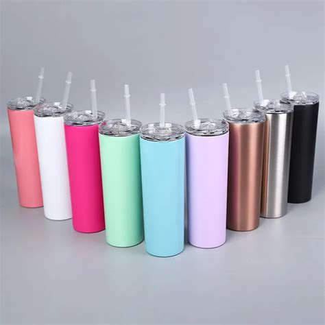 Wholesale 20oz Skinny Tumblers Double Wall Insulated Stainless Steel Straight Wine Tumbler With