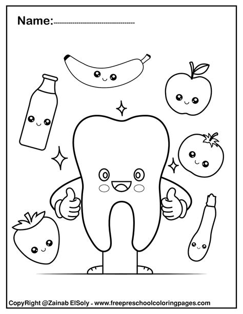 Set Of Free Dental Care Coloring Pages For Kids