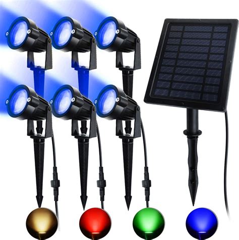 Asenek Solar Spotlights Rgb Landscape Lights Led Outdoor