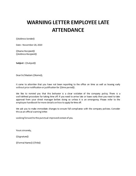 Sample Employee Warning Letter For Lateness Onvacationswall Com