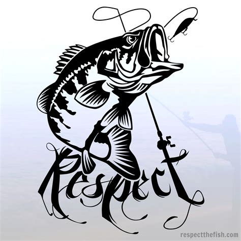 Largemouth Bass “respect” Window Sticker In Black Bass Fishing Fish