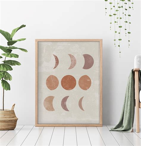 Moon Print Phases Of The Moon Moon Wall Art Moon Phases Etsy In 2021