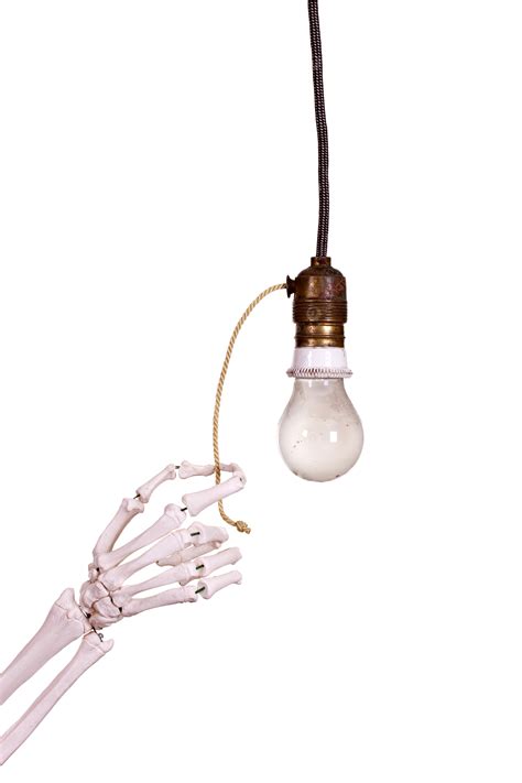 Old Buld Socket With Skeleton Hand Electricity Hand Lamp Creativity