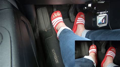 Pedal Pumping 103 Driving Vw Up With Adidas Adilette Shower Red