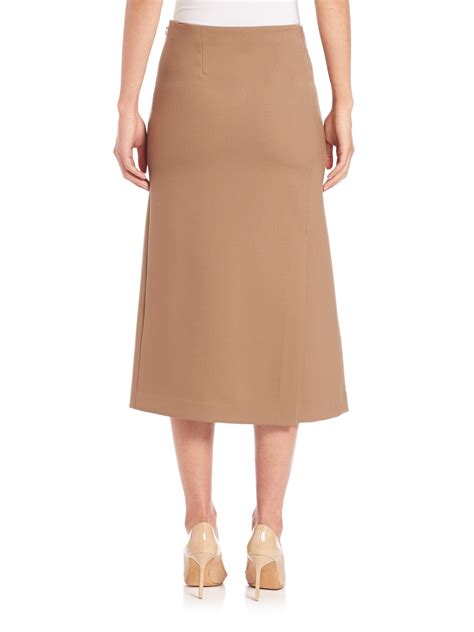 Lyst Theory Anneal A Line Midi Skirt In Brown