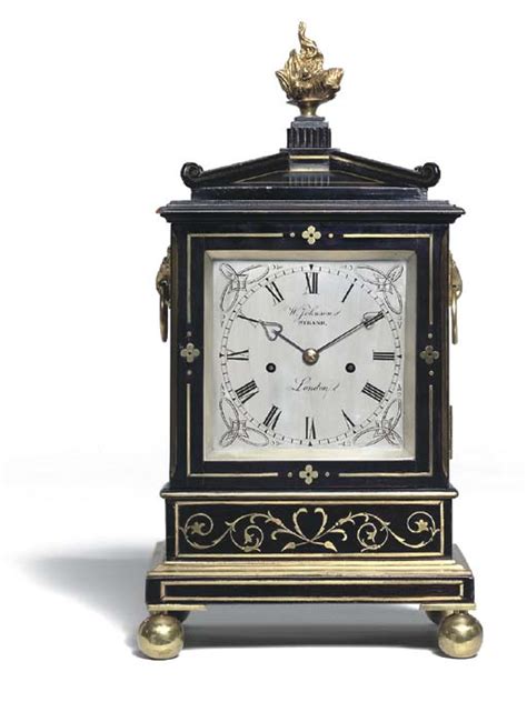a regency ebonised and brass inlaid small striking bracket clock william johnson london