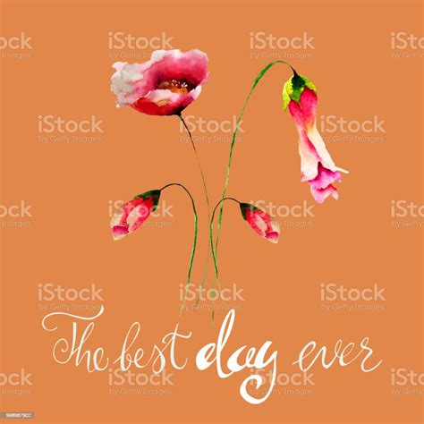 Spring Flowers Watercolor Illustration With Title The Best Day Ever