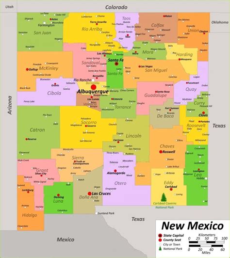 New Mexico County Map County Map With Cities
