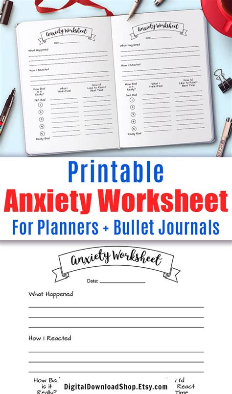 Anxiety Worksheet Bullet Journal Printable Anxiety Log Etsy