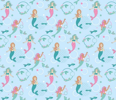 Colorful Fabrics Digitally Printed By Spoonflower Mermaids Mermaid