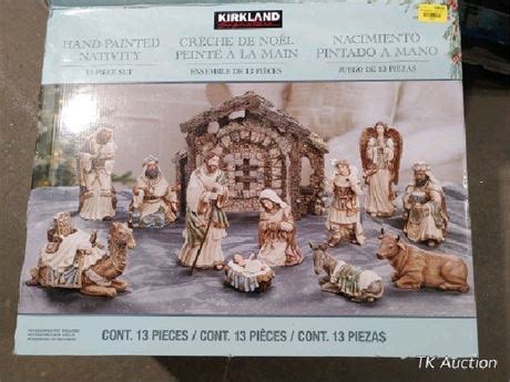 TK Auctions Kirkland Signature 13 Piece Hand Painted Nativity Set
