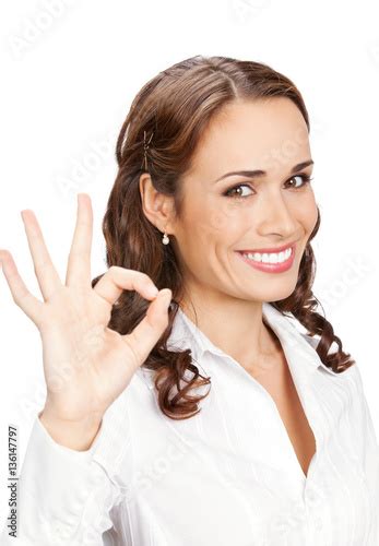 Businesswoman Showing Two Fingers Isolated Stock Photo And Royalty