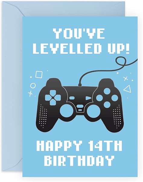 Fun 14th Birthday Card For Boys Youve Levelled Up Happy
