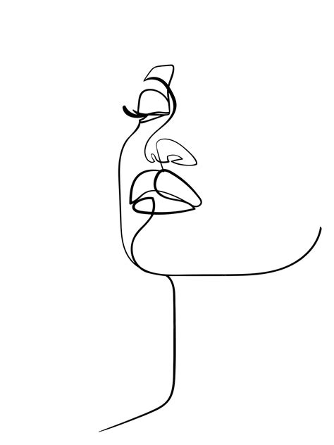 Premium Vector One Line Drawing Face Abstract Woman Portrait Modern
